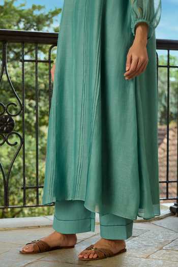 Shop Vaayu Blue Cotton, Muslin Round Neck Aqua Applique Kurta And Pant Set Online at Aza Fashions Shop_Vaayu_Blue Cotton, Muslin Round Neck Aqua Applique Kurta And Pant Set _Online_at_Aza_Fashions