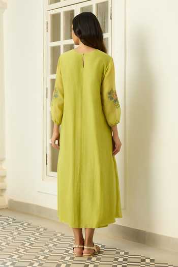 Vaayu Lime Pintucked Dress