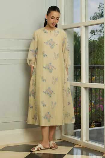 Vaayu Ecru Thread Embroidered Dress