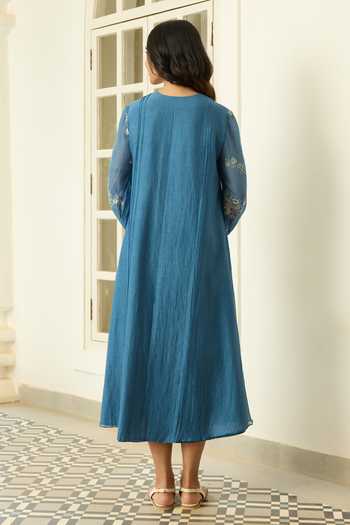 Vaayu Indigo Thread Embroidered Dress