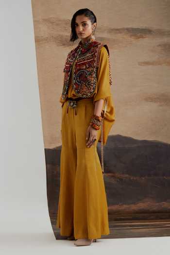 Aseem Kapoor Multicolor Twill Mandarin Collar Zuri Embroidered Gilet Online at Aza Fashions Aseem Kapoor_Multicolor Twill Mandarin Collar Zuri Embroidered Gilet _Online_at_Aza_Fashions