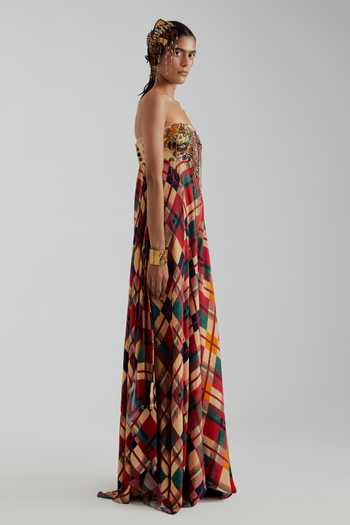 Buy_Aseem Kapoor_Multicolor Crepe Bandeau Neck Mesha Embroidered And Printed Jumpsuit _Online_at_Aza_Fashions