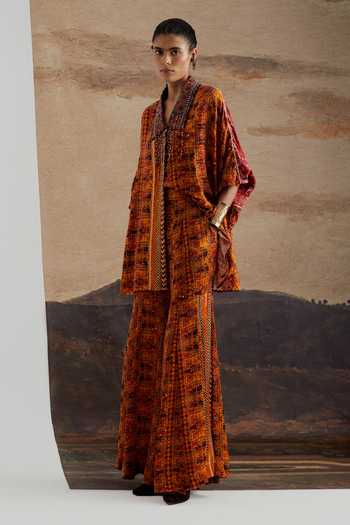 Buy Aseem Kapoor Yellow Satin, Modal Collared Neck Mandala Print Shirt And Sharara Set Buy_Aseem Kapoor_Yellow Satin, Modal Collared Neck Mandala Print Shirt And Sharara Set
