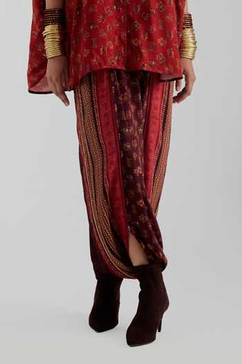 Buy Aseem Kapoor Red Crepe V-neck Mandala Print Shirt And Draped Trouser Set Online at Aza Fashions Buy_Aseem Kapoor_Red Crepe V-neck Mandala Print Shirt And Draped Trouser Set _Online_at_Aza_Fashions