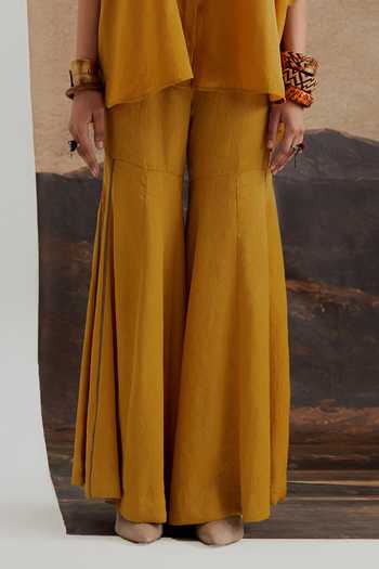 Aseem Kapoor Yellow Silk Mandarin Collar Mandala Placement Printed Shirt And Sharara Set Online at Aza Fashions Aseem Kapoor_Yellow Silk Mandarin Collar Mandala Placement Printed Shirt And Sharara Set _Online_at_Aza_Fashions