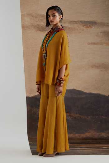 Buy Aseem Kapoor Yellow Silk Mandarin Collar Mandala Placement Printed Shirt And Sharara Set Online at Aza Fashions Buy_Aseem Kapoor_Yellow Silk Mandarin Collar Mandala Placement Printed Shirt And Sharara Set _Online_at_Aza_Fashions