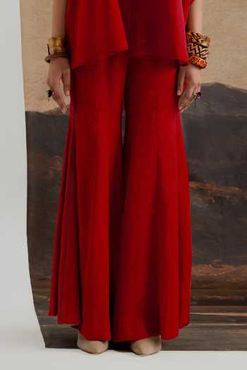 Aseem Kapoor Red Silk Mandarin Collar Mandala Placement Printed Shirt And Sharara Set Online at Aza Fashions Aseem Kapoor_Red Silk Mandarin Collar Mandala Placement Printed Shirt And Sharara Set _Online_at_Aza_Fashions