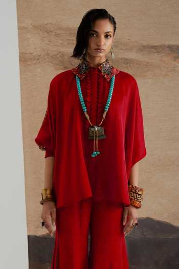 Buy Aseem Kapoor Red Silk Mandarin Collar Mandala Placement Printed Shirt And Sharara Set Online at Aza Fashions Buy_Aseem Kapoor_Red Silk Mandarin Collar Mandala Placement Printed Shirt And Sharara Set _Online_at_Aza_Fashions