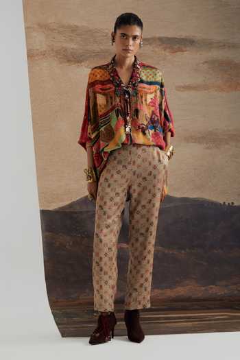 Buy Aseem Kapoor Multi Color Crepe V-neck Mandala Print Shirt Buy_Aseem Kapoor_Multi Color Crepe V-neck Mandala Print Shirt