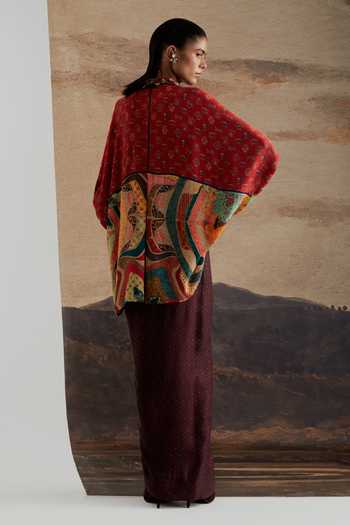 Aseem Kapoor Mandala Print Shirt & Draped Skirt Set