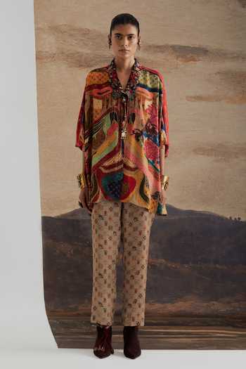 Buy Aseem Kapoor Multi Color Crepe, Twill V-neck Mandala Print Shirt And Trouser Set Online at Aza Fashions Buy_Aseem Kapoor_Multi Color Crepe, Twill V-neck Mandala Print Shirt And Trouser Set _Online_at_Aza_Fashions