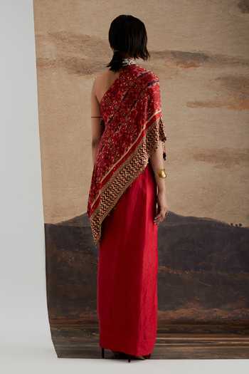 Aseem Kapoor Rasa One Shoulder Top & Draped Skirt Set