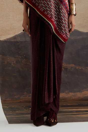 Aseem Kapoor Purple Crepe, Twill One Shoulder Rasa Top And Draped Skirt Set Online at Aza Fashions Aseem Kapoor_Purple Crepe, Twill One Shoulder Rasa Top And Draped Skirt Set _Online_at_Aza_Fashions