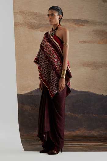 Buy Aseem Kapoor Purple Crepe, Twill One Shoulder Rasa Top And Draped Skirt Set Online at Aza Fashions Buy_Aseem Kapoor_Purple Crepe, Twill One Shoulder Rasa Top And Draped Skirt Set _Online_at_Aza_Fashions