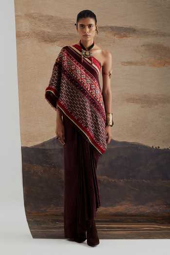 Aseem Kapoor Rasa One Shoulder Top & Draped Skirt Set