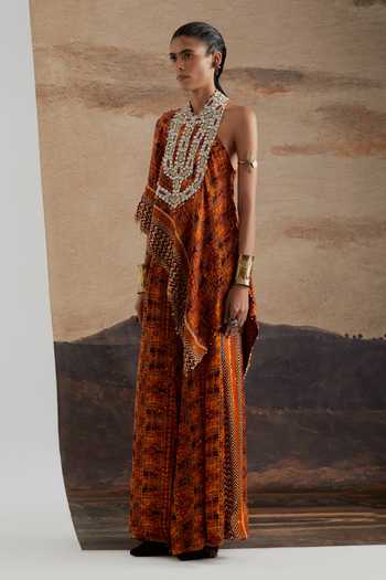 Aseem Kapoor Yellow Twill, Satin, Modal One Shoulder Rasa Top And Sharara Set Online at Aza Fashions Aseem Kapoor_Yellow Twill, Satin, Modal One Shoulder Rasa Top And Sharara Set _Online_at_Aza_Fashions