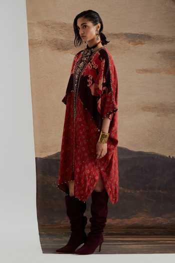 Buy Aseem Kapoor Red Crepe Miraat Printed And Embroidered Tunic Online at Aza Fashions Buy_Aseem Kapoor_Red Crepe Miraat Printed And Embroidered Tunic _Online_at_Aza_Fashions