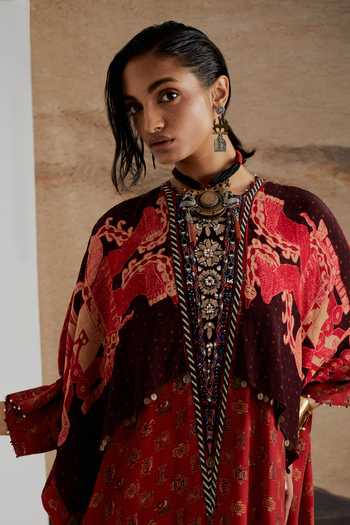 Buy Aseem Kapoor Red Crepe Miraat Printed And Embroidered Tunic Buy_Aseem Kapoor_Red Crepe Miraat Printed And Embroidered Tunic