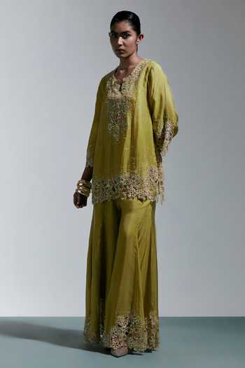 One Not Two Henna Embroidered Kurta & Sharara Set 