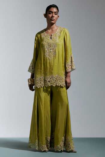 One Not Two Henna Embroidered Kurta & Sharara Set 