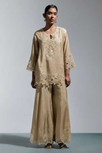 One Not Two Embroidered Kurta & Sharara Set 