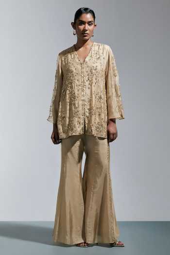 One Not Two Embroidered Kurta With Sharara 