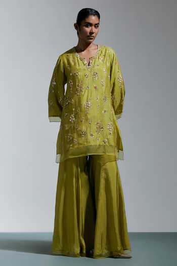 One Not Two Hand Embroidered Kurta & Sharara Set 