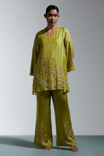 One Not Two Floral Embroidered Kurta & Sharara Set 
