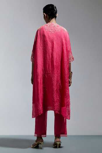 One Not Two Neckline Embroidered Kaftan & Pant Set 