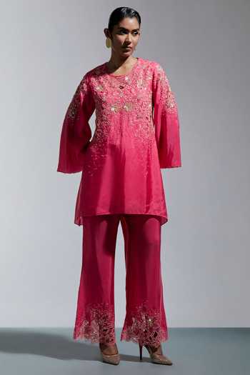 One Not Two Embroidered Straight Kurta & Pant Set 