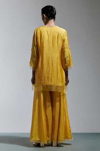 One Not Two Scattered Floral Embroidered Kurta With Sharara 