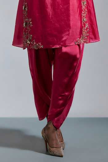 Buy One Not Two Pink Silk, Cotton V-neck Floral Embroidered Kurta And Salwar Set Online at Aza Fashions Buy_One Not Two_Pink Silk, Cotton V-neck Floral Embroidered Kurta And Salwar Set _Online_at_Aza_Fashions
