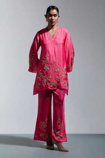 One Not Two Embroidered Straight Kurta & Pant Set 