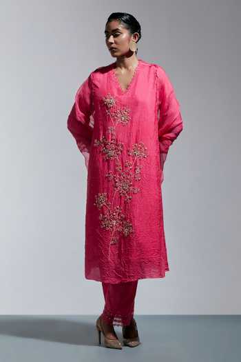 One Not Two Floral Embroidered Kurta & Pant Set 