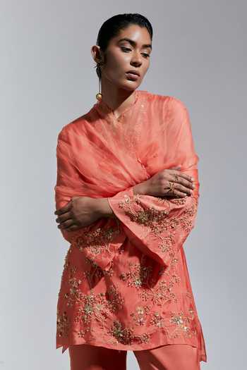 One Not Two Floral Embroidered Dupatta 