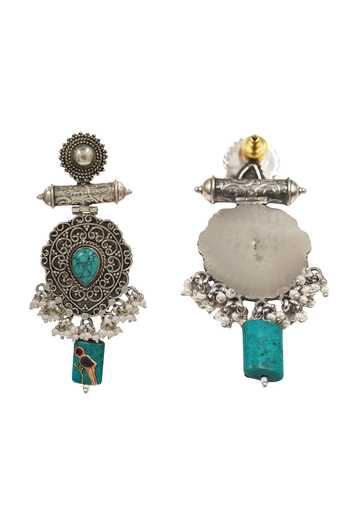 Sangeeta Boochra Handcrafted Oxidised Turquoise Earrings 