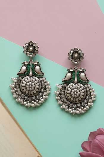Sangeeta Boochra Handcrafted Bird Motif Oxidised Earrings 