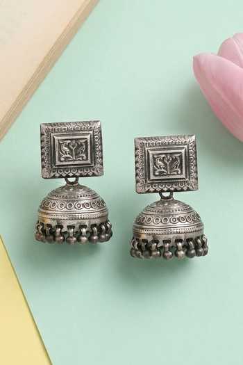 Sangeeta Boochra Handcrafted Oxidised Jhumka Earrings 