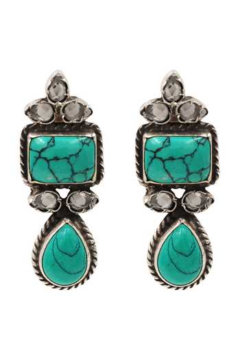Sangeeta Boochra Silver Plated Tribal Stone Embellished Earrings Online at Aza Fashions Sangeeta Boochra_Silver Plated Tribal Stone Embellished Earrings _Online_at_Aza_Fashions