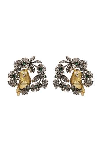 Sangeeta Boochra Gold Plated Heritage Dual Bird Motif Earrings Online at Aza Fashions Sangeeta Boochra_Gold Plated Heritage Dual Bird Motif Earrings _Online_at_Aza_Fashions
