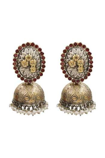 Sangeeta Boochra Artisan Dual Tone Pearl Jhumka Earrings