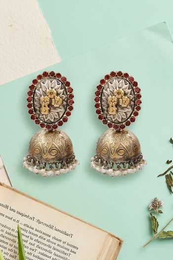 Sangeeta Boochra Artisan Dual Tone Pearl Jhumka Earrings