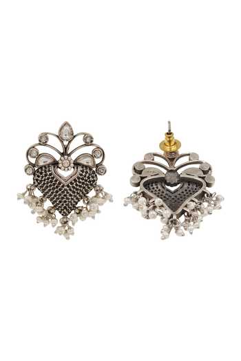 Sangeeta Boochra Oxidised Kundan & Pearl Earrings