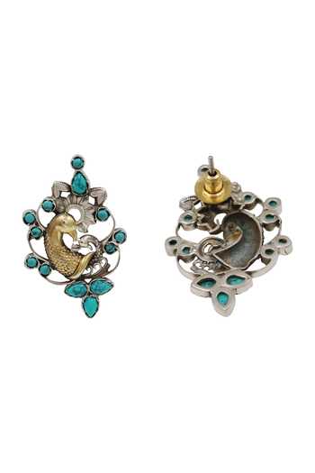 Sangeeta Boochra Peacock Motif Dual-Plated Earrings 