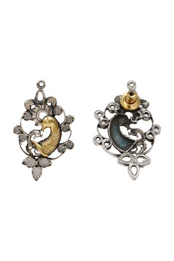 Sangeeta Boochra Handcrafted Peacock Dual-Plated Earrings 