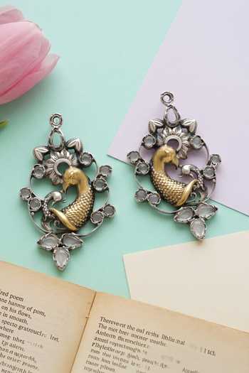Sangeeta Boochra Handcrafted Peacock Dual-Plated Earrings 