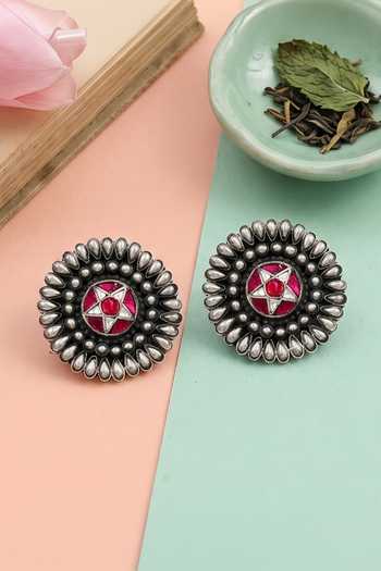 Sangeeta Boochra Artisan Oxidised Kundan Earrings 