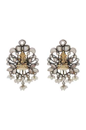 Sangeeta Boochra Gold Plated Artisan Ganesha Motif Earrings Online at Aza Fashions Sangeeta Boochra_Gold Plated Artisan Ganesha Motif Earrings _Online_at_Aza_Fashions