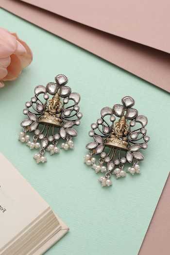 Sangeeta Boochra Artisan Dual-Plated Ganesha Motif Earrings 