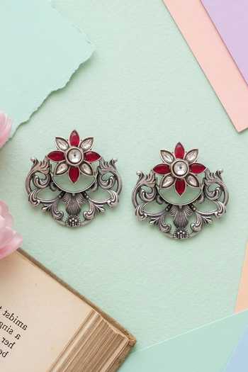 Sangeeta Boochra Artisan Floral Kundan Earrings 